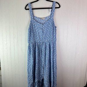 Loft Brushstroke‎ Button Ruffle Midi Dress NWT size 14